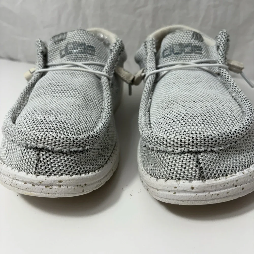 Hey Dude Wally Men's Size 9 Stone White Gray Fleece Loafers‎ Summer Beach Shoes